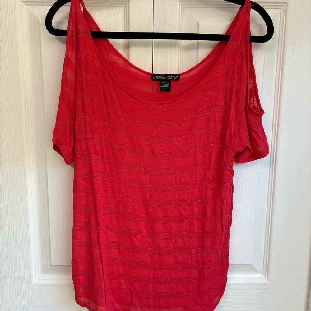 American Dream Women's Bright Red Cold-Shoulder Tank Top